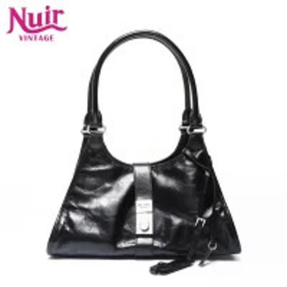 Prada Runway Push Lock Leather Tote Shoulder Bag Black